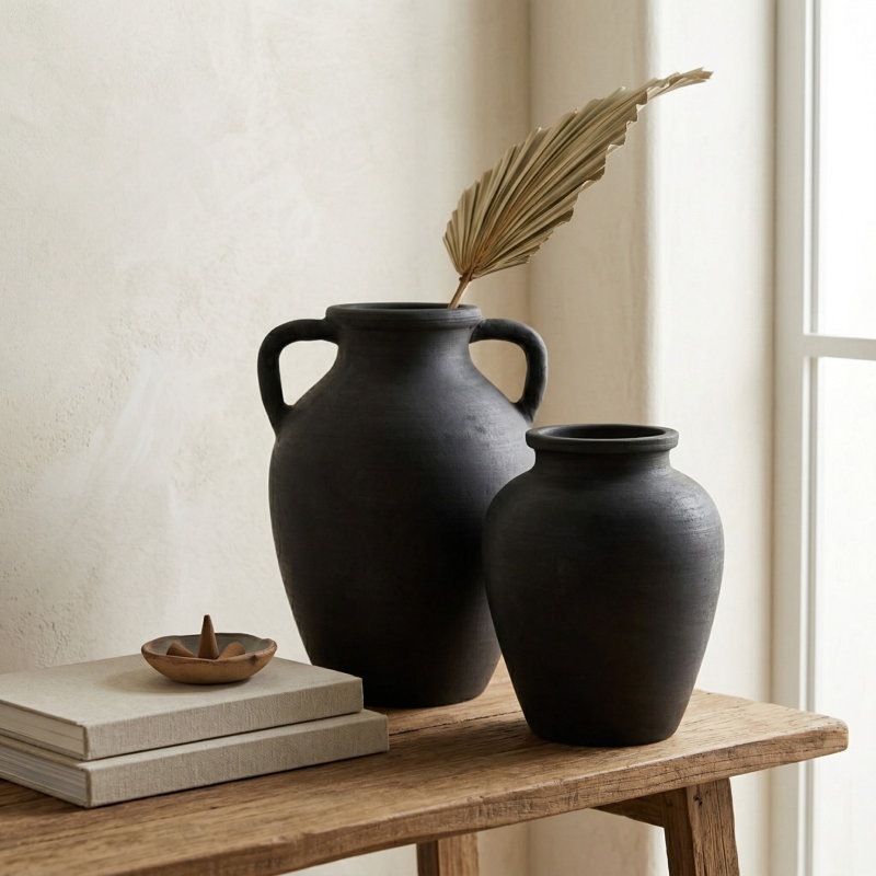 Ensemble de 2 vases décoratifs en terre cuite pour la décoration intérieure