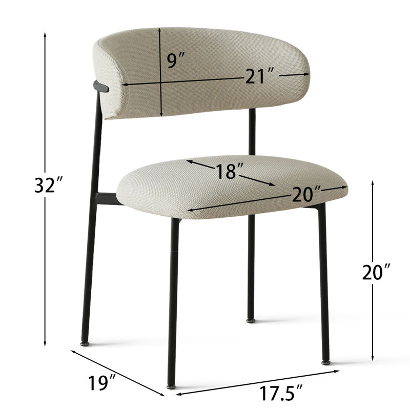Upholstered Dining Chair With Metal Legs, Beige