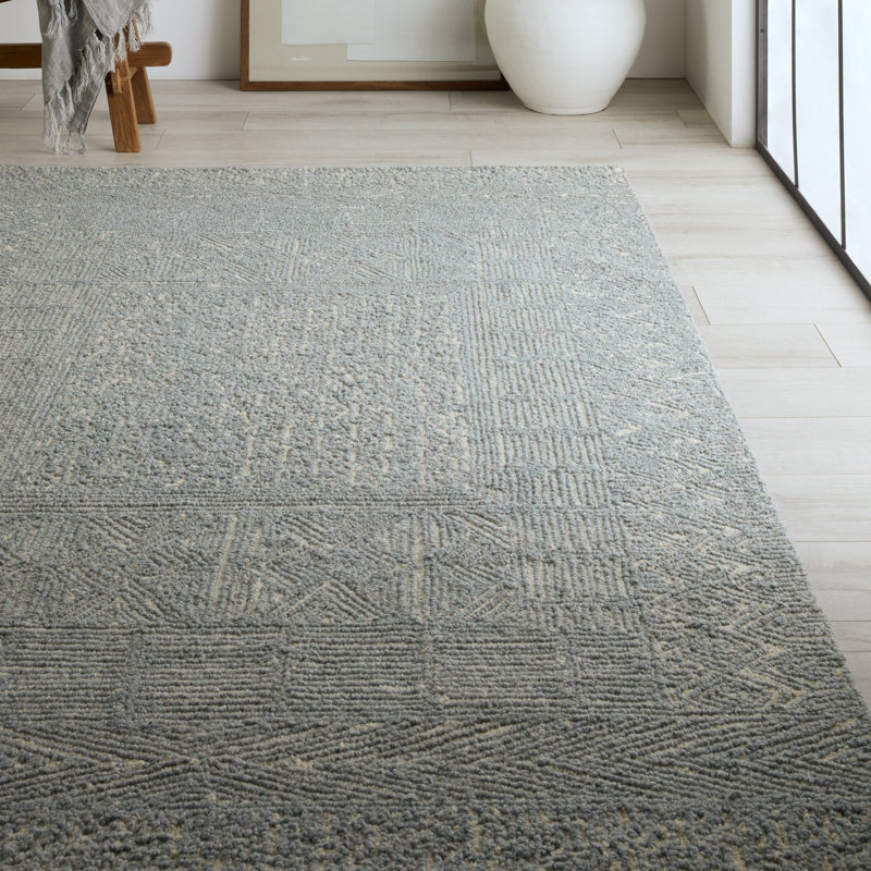 Geometric Area Rug in Blue/Cream, Rectangle 12' x 15'