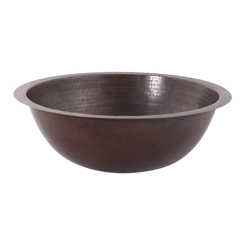 Novatto 17'' Antique Hammered Copper Copper Circular Drop-in, Dual Mount, Undermount Bathroom Sink