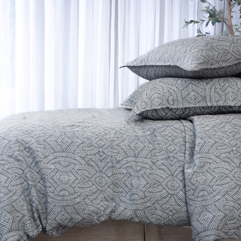 Housse de couette Andrew Jacquard, Asphtal, Queen, Housse de couette pour grand lit, Noir