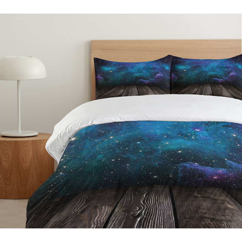 Twin Size Purple Blue Galaxy Duvet Cover Set