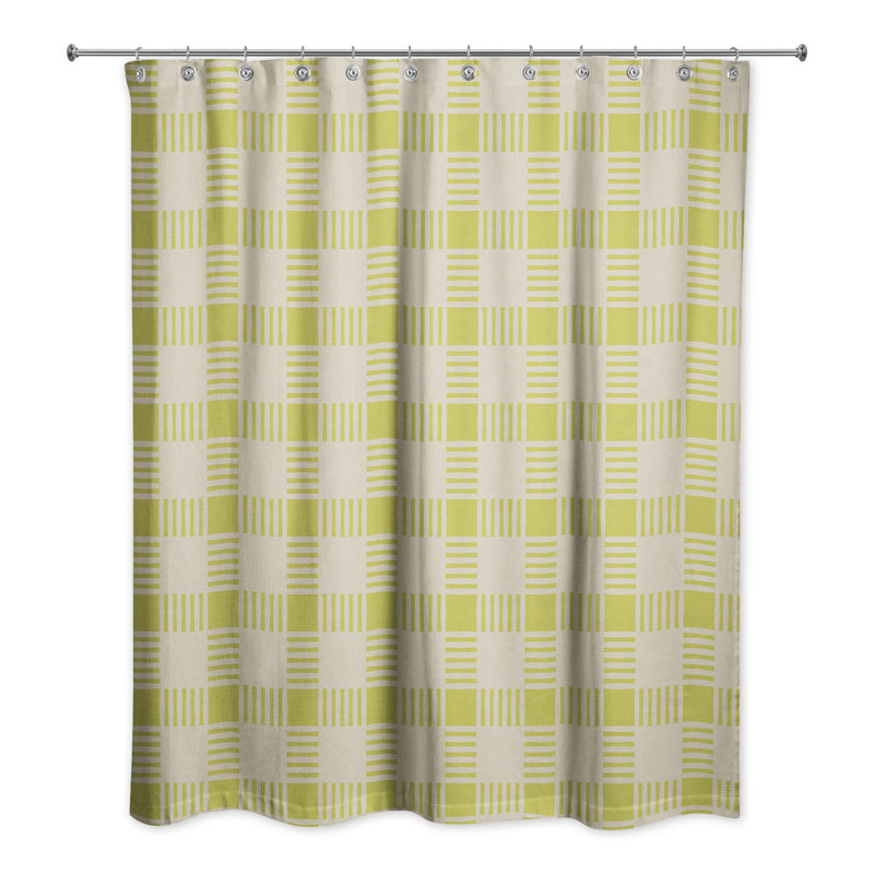 Rideau de douche simple à carreaux, Vert / Gris