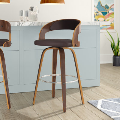 Tseng Swivel Yes Upholstered Faux Leather Bar Stool