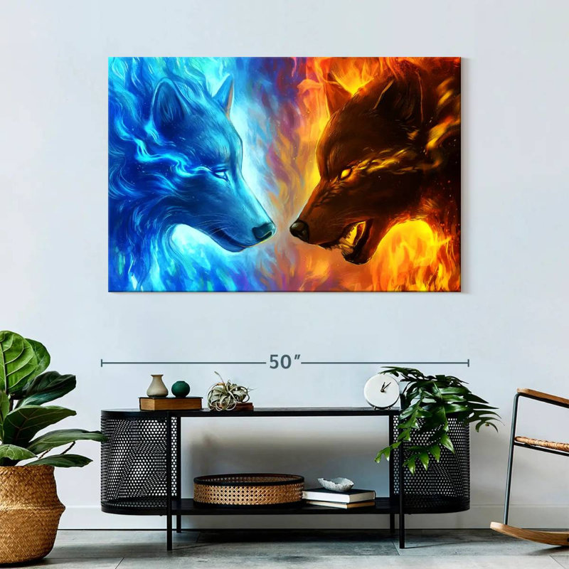 Brampt Fire And Ice Wolves, 32" H x 48" W