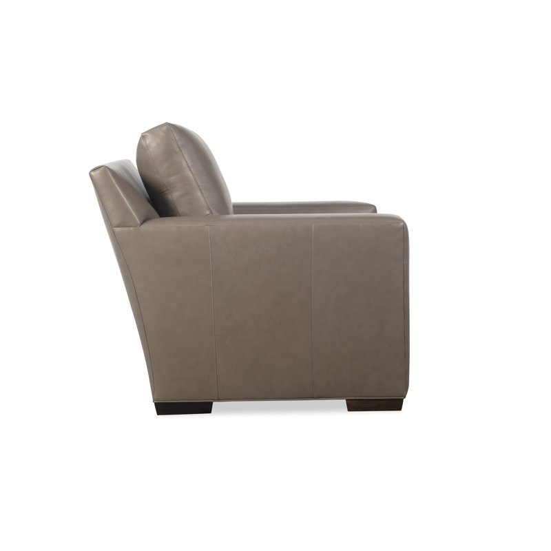 H&M Custom Upholstery Lounge Chair, Fergus Bisque Leather