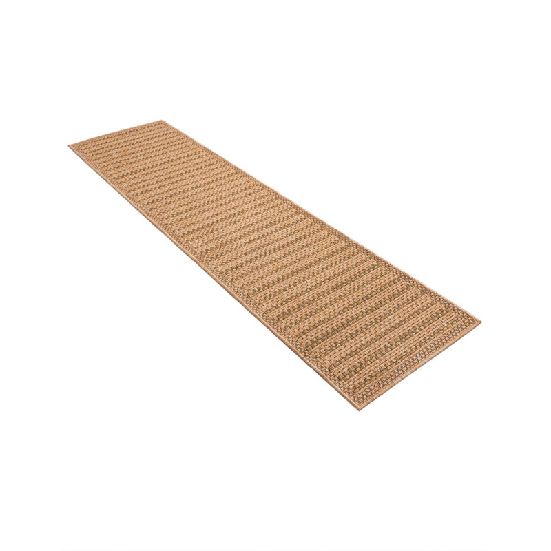 Tapis rayé brun clair intérieur / extérieur, Runner 2' x 8'