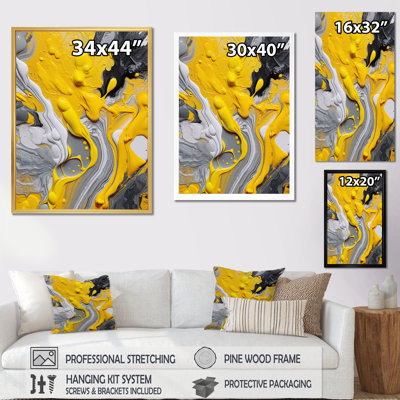 Impression sur toile abstraite jaune et grise cosmique II