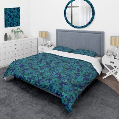Camouflage bleu tendance - ensemble de housse de couette abstrait - microfibre de polyester