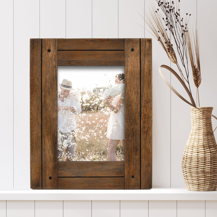 Picture Frame Glass Hand-painted Flowers Holds 4x6 Photo Easel