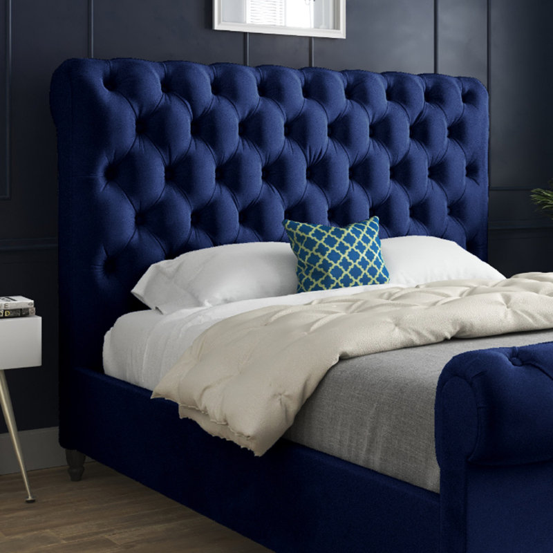 Aldous Upholstered Bed, Kingsize (5'), Blue