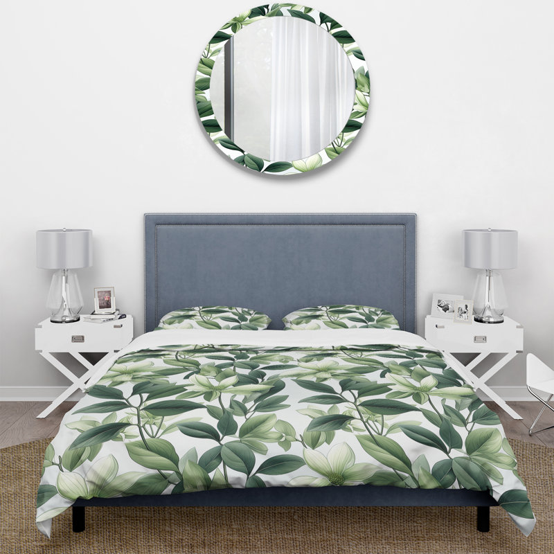 Literie à motif tropical de plantes vertes, Housse de couette pour très grand lit et 2 très
