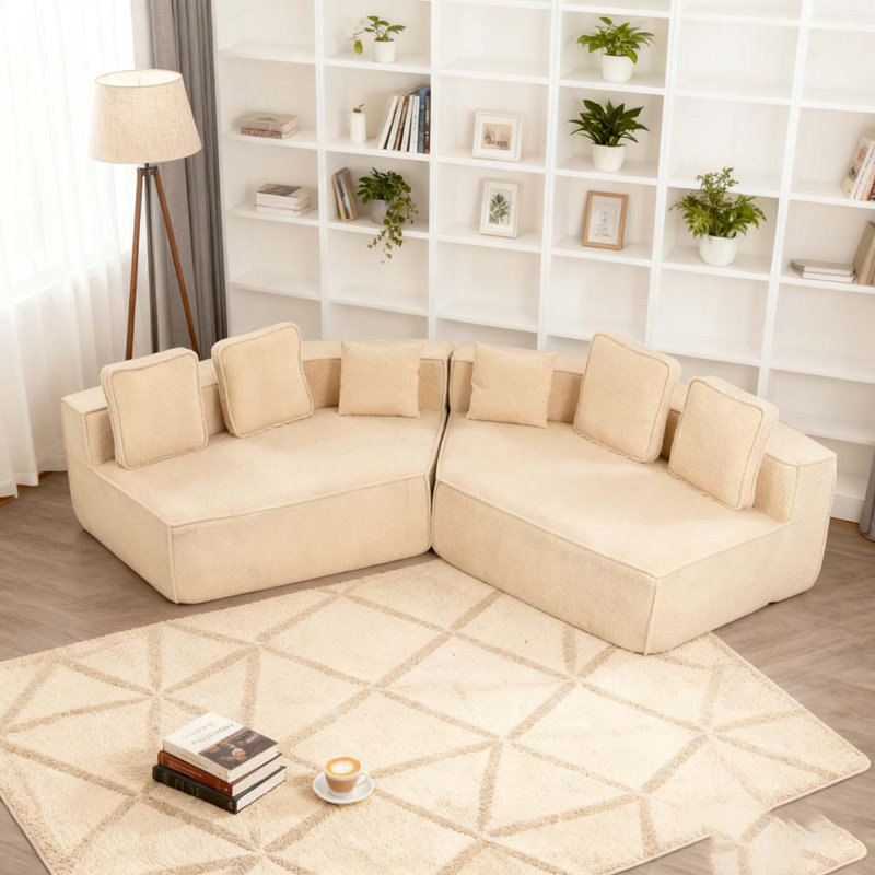 Canapé modulaire surdimensionné de 132 po, Tissu beige