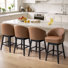 Tyleia 30" Swivel Faux leather Upholstered Bar Stools with Solid Wood Legs