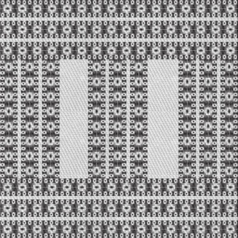 Tapis noir/blanc cassé tissé à la machine, Carré 3 pi