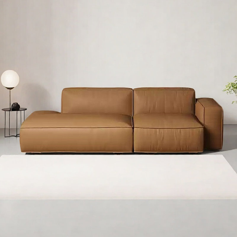 Chaise longue en similicuir Simple Living Room, Orienté à droite, Brun