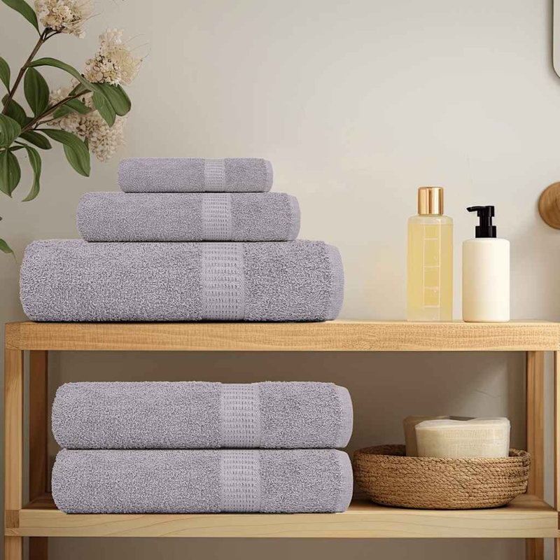 Towel Set 360 Gsm 100% Cotton, 6 Piece Towel Set, Grey