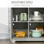 HOMCOM Sideboard with Rubber Wood Top, Kitchen Cupboard, 3 Doors-1674455233