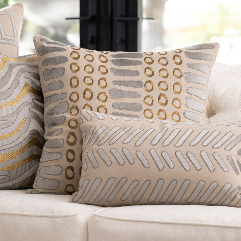 Peru Linen Square Pillow Cover & Insert, Dark Sand/Platinum