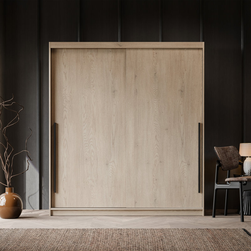 Manufactured Wood Wardrobe, 205cm H x 180cm W x 60cm D, Oak