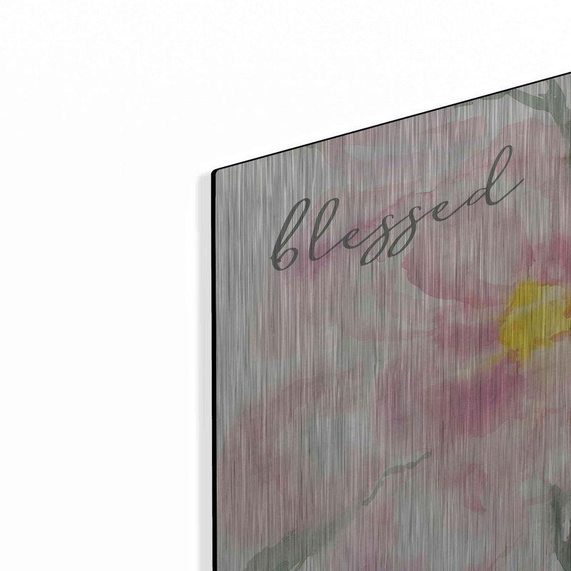 Winston Porter 'Floral Blessed' by Cindy Jacobs, Metal Wall Art, 12" H x 12" W