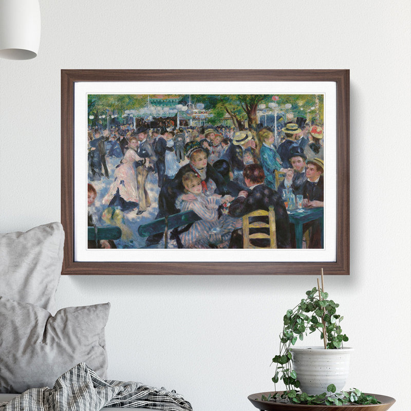 Dance at Le Moulin De La Galette by Pierre-Auguste Renoir - Picture Frame Painting, 27cm H x 36cm W x 2cm D, Walnut Framed