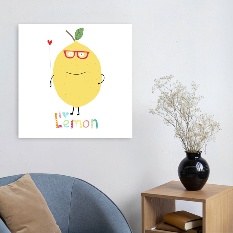 «Sourire citron», reproduction de fruits, art mural contemporain, 24" H x 24" W