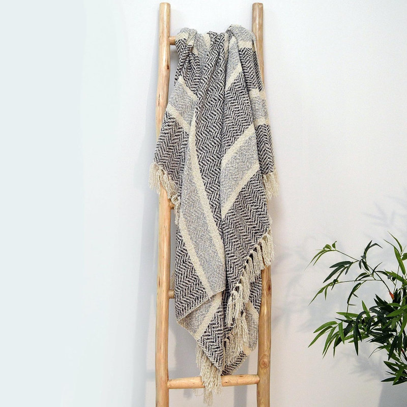 Nat Soft Herringbone Throw, W125 x L150cm, Grey