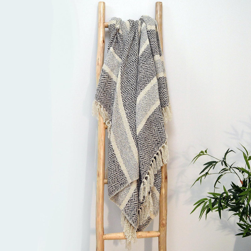 Nat Soft Herringbone Throw, Grey, W150 x L200cm