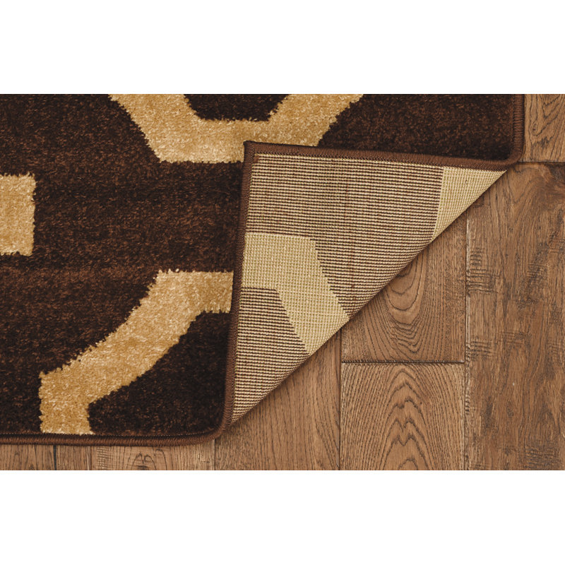 Tapis brun à motif géométrique Verini, Rectangulaire 8 pi x 10 pi 2 po