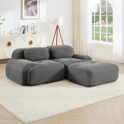 Canapé en L en tissu SoftCorduroy, conception modulaire en tissu, combinaisons multiples, accoudoirs courbés, aucun assemblage requis, éponge à haute résilience convenant aux salons, aires de repos, chambres à coucher