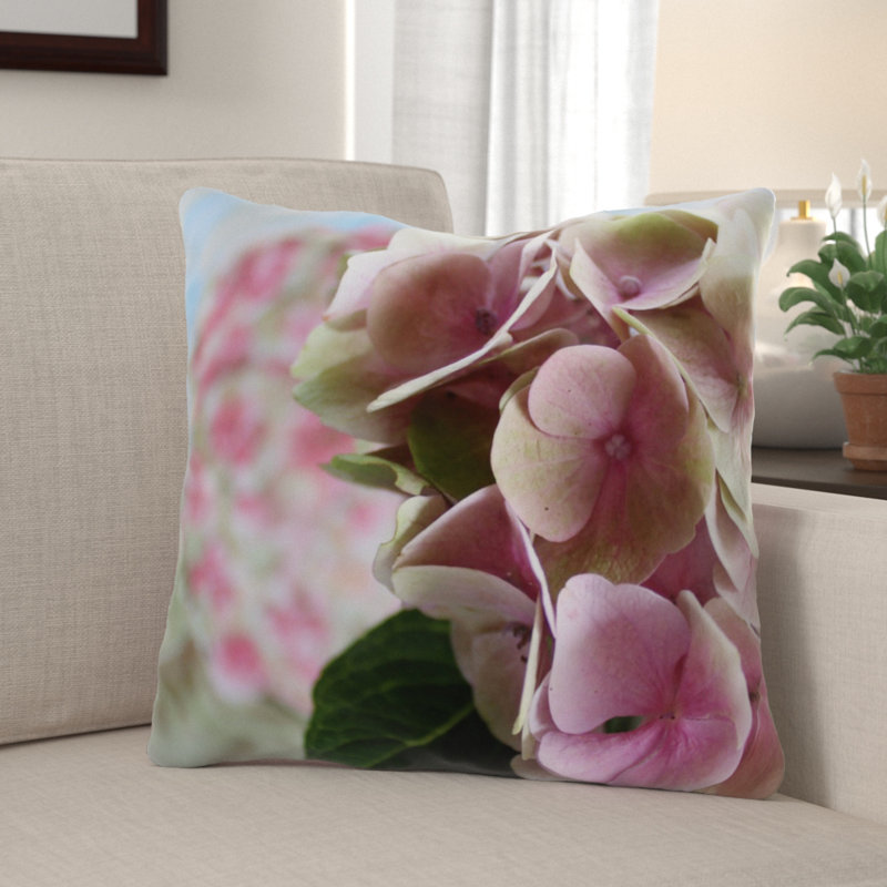 Housse et insert de coussin carré Didmarton Hydrangea, Microsuède, Intérieur