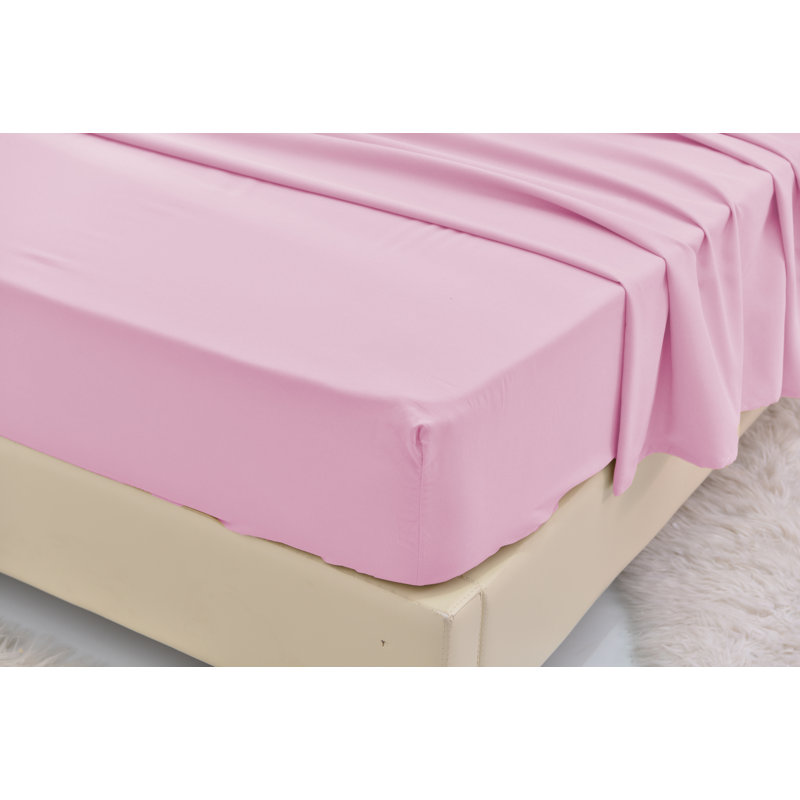  Ensemble de draps 1800 fils en rayonne de bambou, Ensemble de draps pour taille de lit très grand c, Rose
