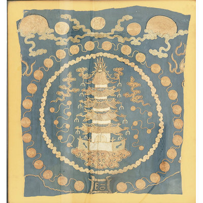 Antique Chinese Scenic Architectural Textile Art