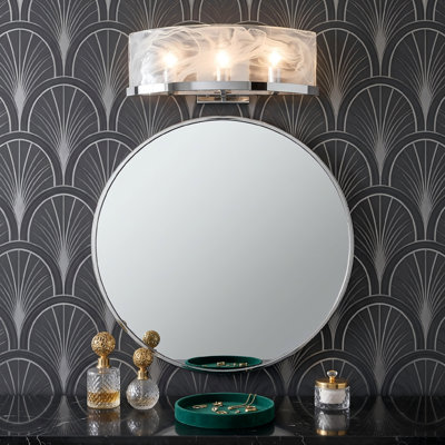 3-Light Chrome Hardwired Wall Sconce with Handcrafted Cloud Glass Shade