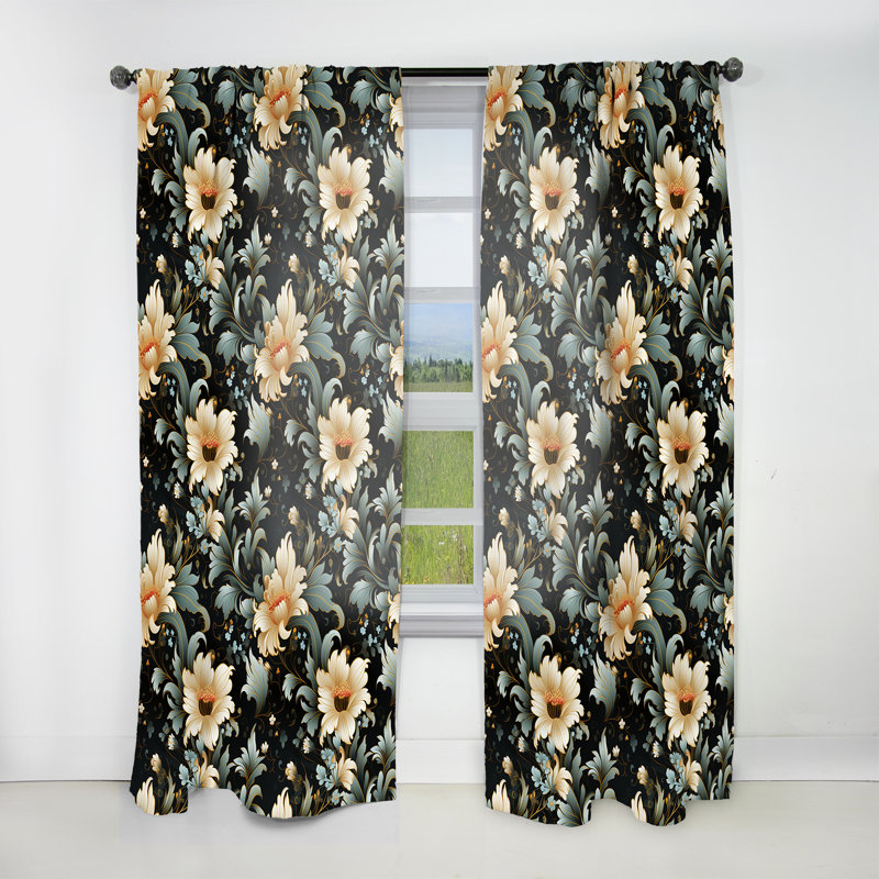 Classic Elegance Paisley Pattern I - Glam Curtain - Velvet Room Darkening - 1 panel, 52" W x 84" L