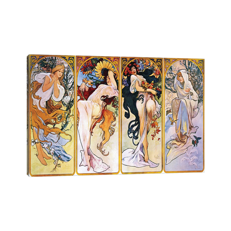 The Four Seasons (1895) by Alphonse Mucha - Wrapped Canvas Gallery-Wrapped Canvas Giclée, 66.04 cm H x 45.72 cm W x 1.91 cm D