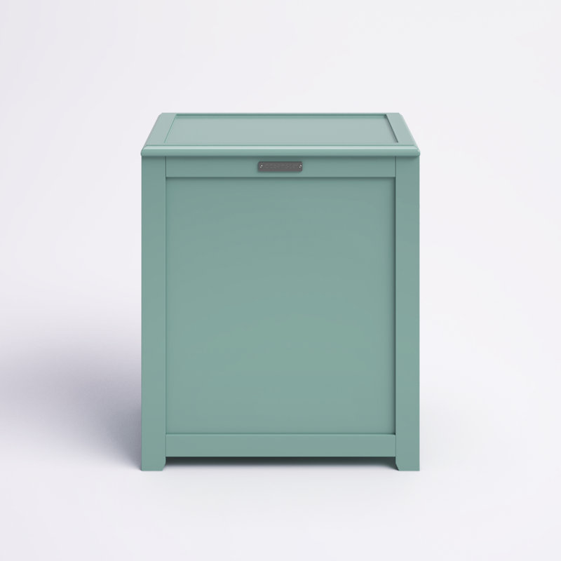 Turquoise MDF Wood Upright Laundry Hamper with Lid
