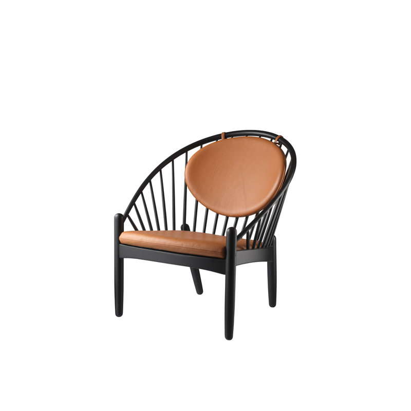Jorna Leather Armchair, Cognac Genuine Leather, Jet Black