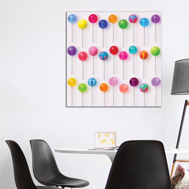 « Sucettes colorées » par Erin Summer-impression d’art graphique, Pas de tapis, H 37 po x l 37 po x P 1,5 po, Toile tendue