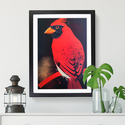 FRM-V0523-356X Cardinal Bird Splatter - Single Picture Frame Print