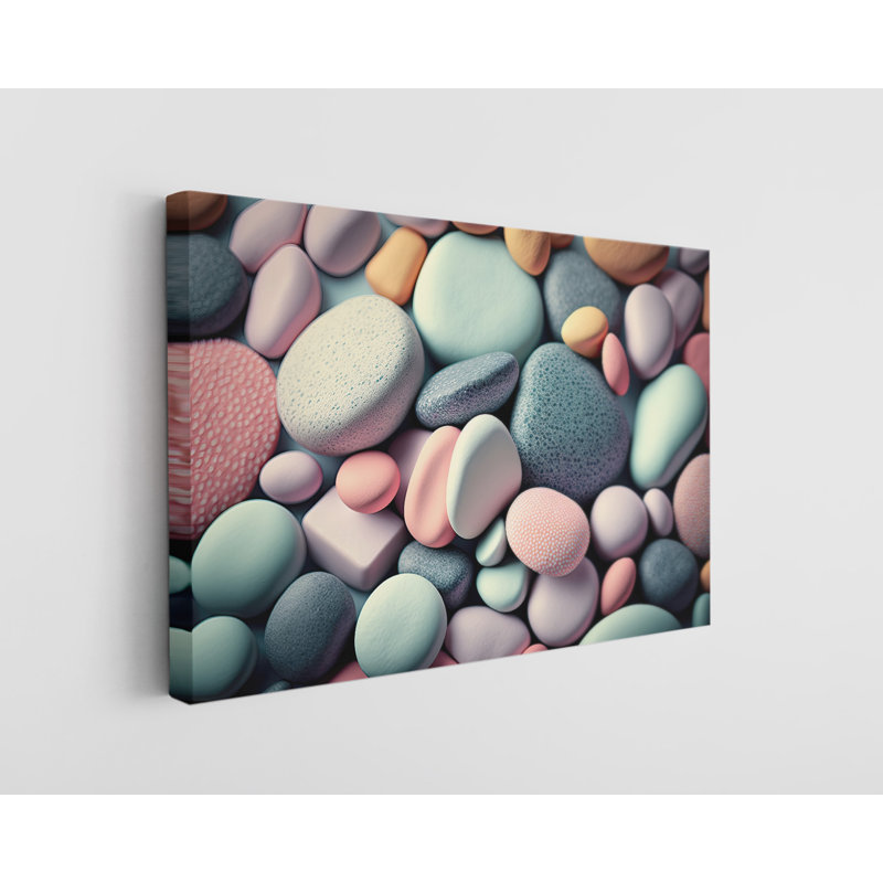 Gros plan, texture de galets avec impression sur toile pastel doux, H 16 po x l 24 po x P 1 po