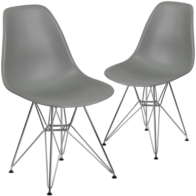 Chaise en plastique Daker avec base chromée, Gris