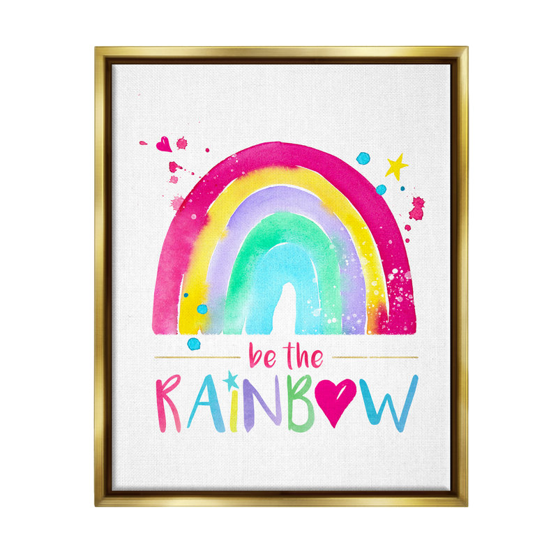 Ajanea Modern Rainbow Splash par Enya Todd, Cadre flottant métallique doré, H 21 po x l 17 po x P 1,7 po