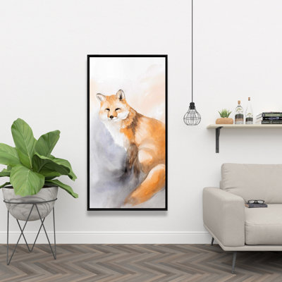 Watercolor fox - 24"x48" Framed canvas