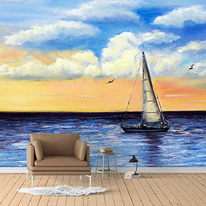 Magnifique voilier sur la mer, murale, L 100 po x l 144 po