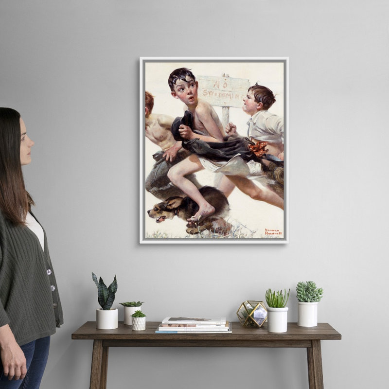Norman Rockwell, H 32 po x l 26 po x P 1,75 po, Cadre flottant blanc