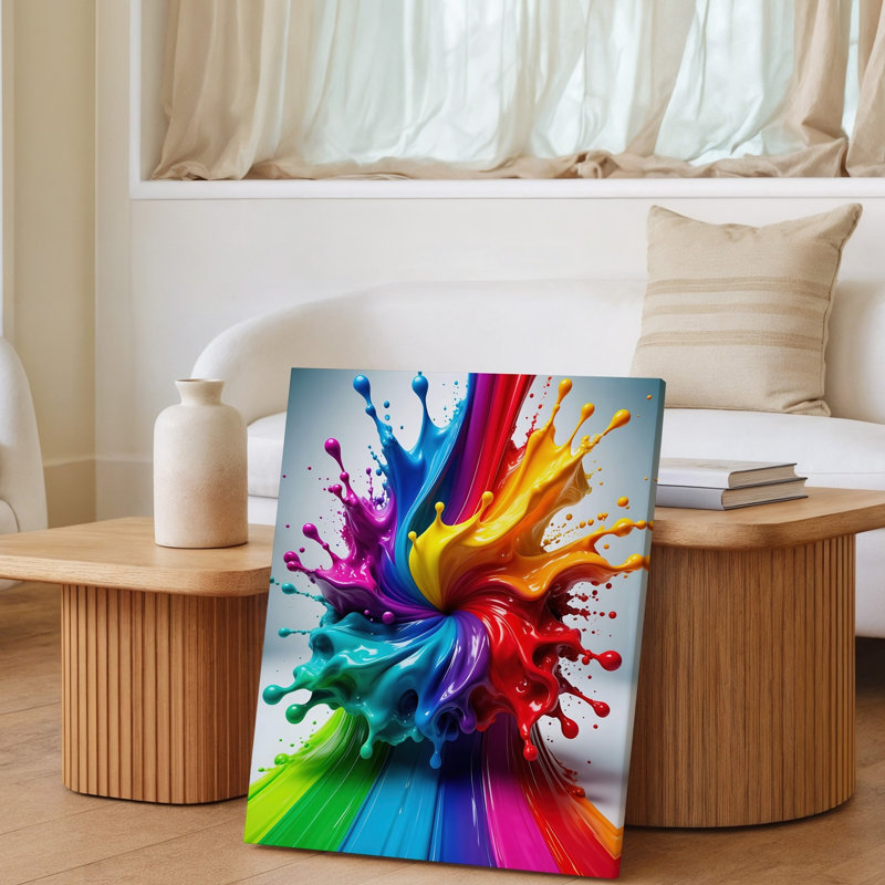 Toile Une éclatante explosion de couleurs rayonne du centre, créant un art mural dynamique avec un tourbillon de peinture liquide