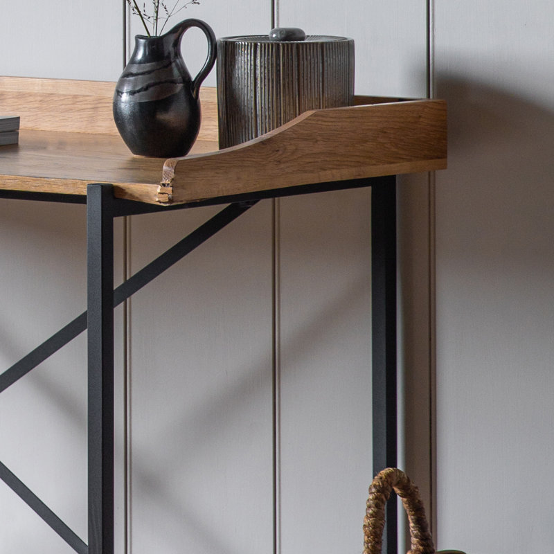 Solid Wood Top Metal Base Writing Desk