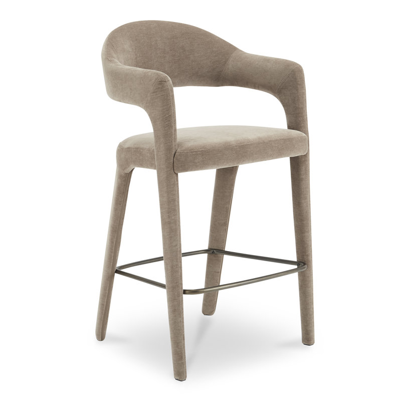 Tabouret rembourré Cathline, Tabouret de bar (siège d'une hauteur de 30,3 po), Polyester brun clair